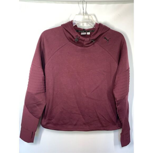 -1. Puma Women's Keep You Dry Cropped Pullover Sweatshirt Hoodie Maroon Size XL - Picture 1 of 11